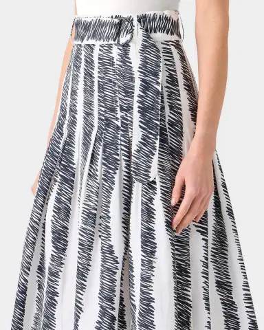 Akris punto Scribble Pleated Cotton Poplin Midi Skirt With Belt | Thumbnail 9 Akris punto Scribble Pleated Cotton Poplin Midi Skirt With Belt | Thumbnail 9