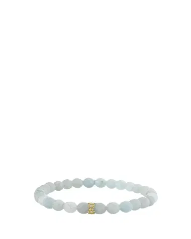 Sydney Evan 14K Gold Diamond 6mm Tiny Daisy Rondelle on Aquamarine Bracelet | Thumbnail 1 Sydney Evan 14K Gold Diamond 6mm Tiny Daisy Rondelle on Aquamarine Bracelet | Thumbnail 1