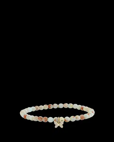 Sydney Evan 14K Gold Enamel Tiny Butterfly on Impression Jasper Bracelet | Thumbnail 2
