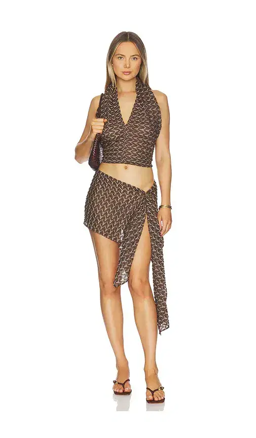 HANNE BLOCH Knit Scarf Top And Skirt Set