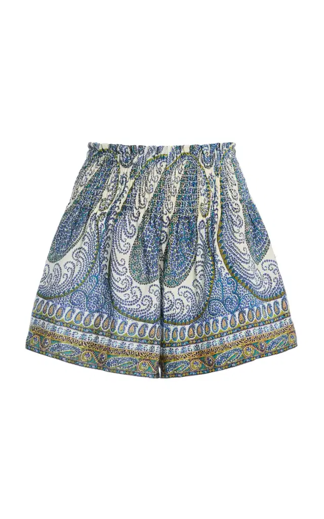 Arcadia Paisley Shirred Waist Shorts