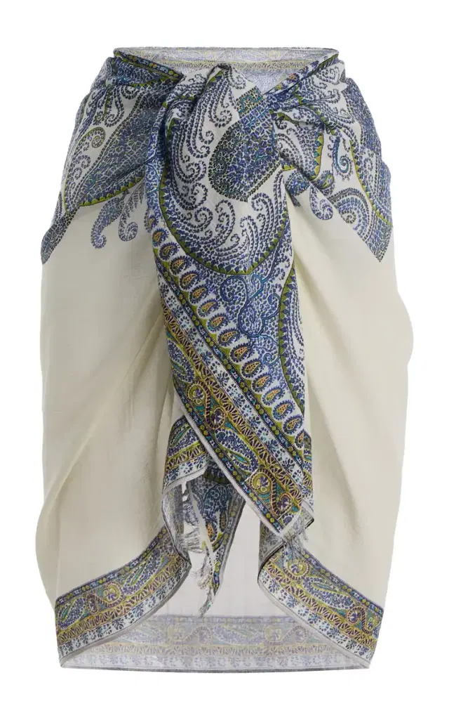 BOTEH Arcadia Paisley Cotton-Gauze Mini Pareo Skirt