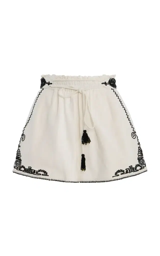 Ilio Nema Diana Dori-Embroidered Cotton Shorts