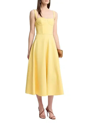 Oscar de la Renta Women's Bustier Stretch Wool Day Dress | Thumbnail 3 Oscar de la Renta Women's Bustier Stretch Wool Day Dress | Thumbnail 3
