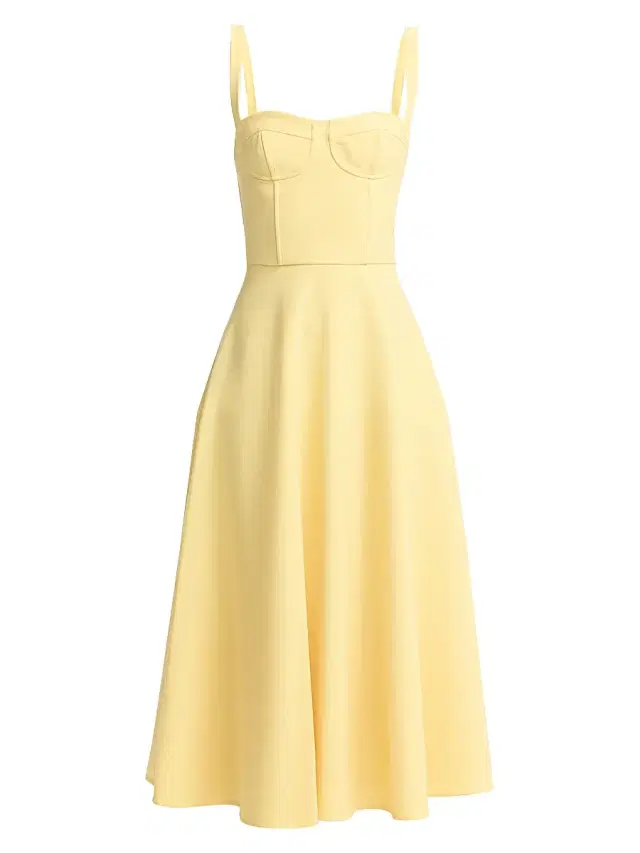 Oscar de la Renta Women's Bustier Stretch Wool Day Dress - Butter
