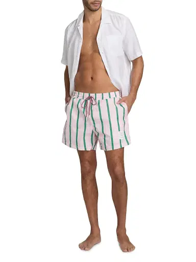 Thom Browne Men's Striped Drawstring Swim Shorts - Light Pink - Size XXL | Thumbnail 2 Thom Browne Men's Striped Drawstring Swim Shorts - Light Pink - Size XXL | Thumbnail 2