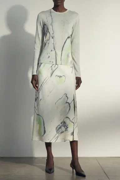 Jason Wu Collection CREPE SATIN WATERCOLOR FLORAL BIAS SLIP PENCIL SKIRT | Thumbnail 1 Jason Wu Collection CREPE SATIN WATERCOLOR FLORAL BIAS SLIP PENCIL SKIRT | Thumbnail 1