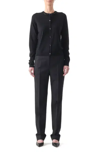 Jason Wu Collection EMBROIDERED MERINO KNIT CARDIGAN WITH WASHED SATIN | Thumbnail 2 Jason Wu Collection EMBROIDERED MERINO KNIT CARDIGAN WITH WASHED SATIN | Thumbnail 2