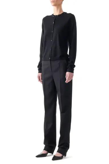 Jason Wu Collection EMBROIDERED MERINO KNIT CARDIGAN WITH WASHED SATIN | Thumbnail 3 Jason Wu Collection EMBROIDERED MERINO KNIT CARDIGAN WITH WASHED SATIN | Thumbnail 3