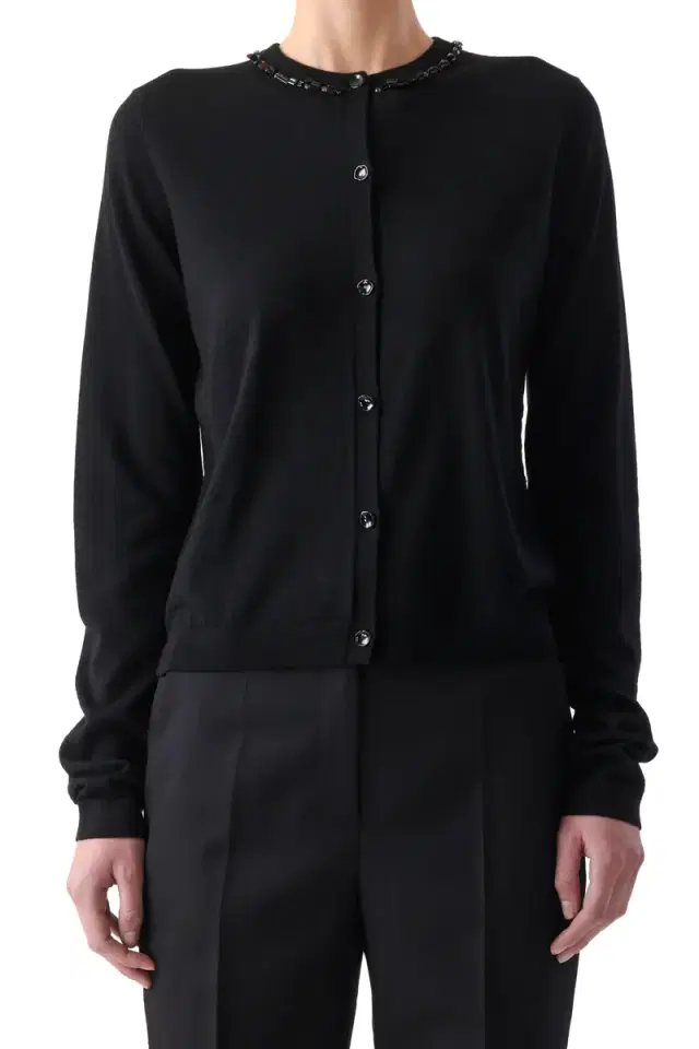 Jason Wu Collection EMBROIDERED MERINO KNIT CARDIGAN WITH WASHED SATIN
