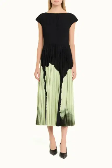 Jason Wu Collection WATERCOLOR FLORAL MATTE CREPE PLEATED DRESS | Thumbnail 2 Jason Wu Collection WATERCOLOR FLORAL MATTE CREPE PLEATED DRESS | Thumbnail 2