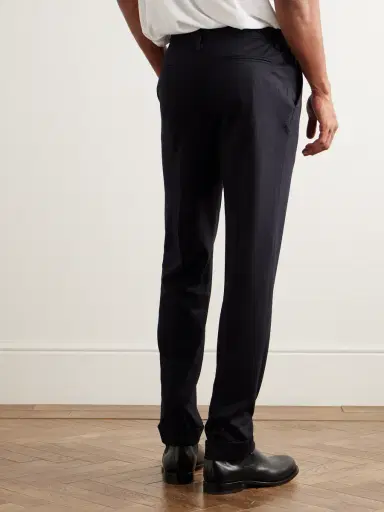 Thom Sweeney Straight-Leg Pleated Wool-Blend Jersey Trousers - Men | Thumbnail 4 Thom Sweeney Straight-Leg Pleated Wool-Blend Jersey Trousers - Men | Thumbnail 4