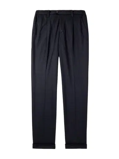 Thom Sweeney Straight-Leg Pleated Wool-Blend Jersey Trousers - Men | Thumbnail 1 Thom Sweeney Straight-Leg Pleated Wool-Blend Jersey Trousers - Men | Thumbnail 1