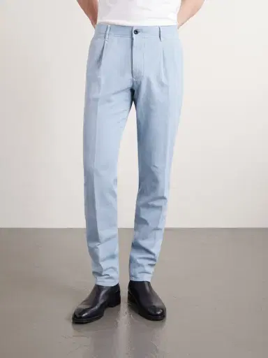 Slowear Tapered Pleated Cotton-Blend Gabardine Trousers - Men | Thumbnail 3