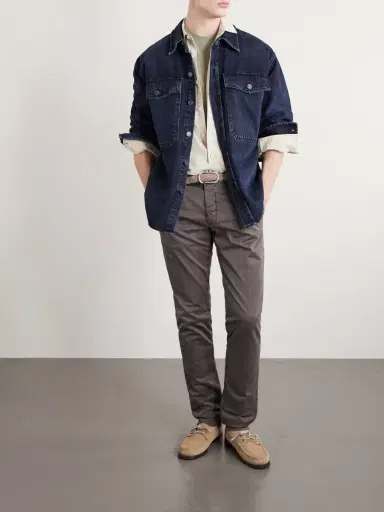 Slowear Slim-Fit Tapered Stretch-Cotton Gabardine Trousers - Men | Thumbnail 2