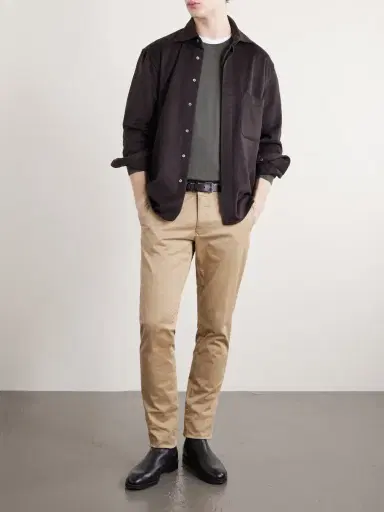 Slowear Slim-Fit Tapered Stretch-Cotton Gabardine Trousers - Men | Thumbnail 2