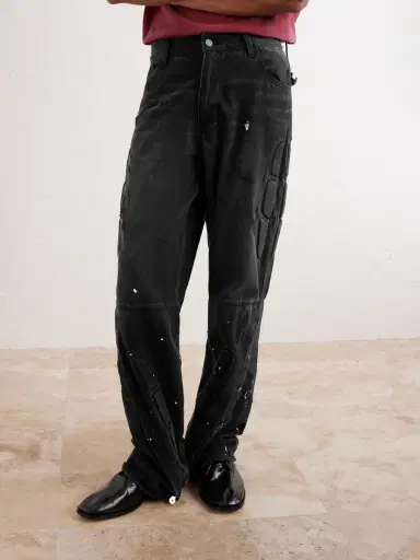 Satoshi Nakamoto Enduro Straight-Leg Padded Paint-Splattered Jeans - Men | Thumbnail 3