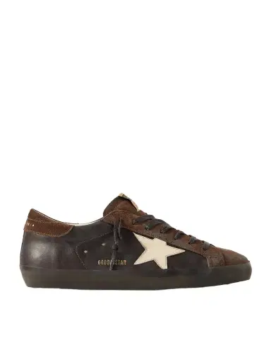Golden Goose Super-Star Distressed Suede-Trimmed Leather Sneakers - Men | Thumbnail 1 Golden Goose Super-Star Distressed Suede-Trimmed Leather Sneakers - Men | Thumbnail 1