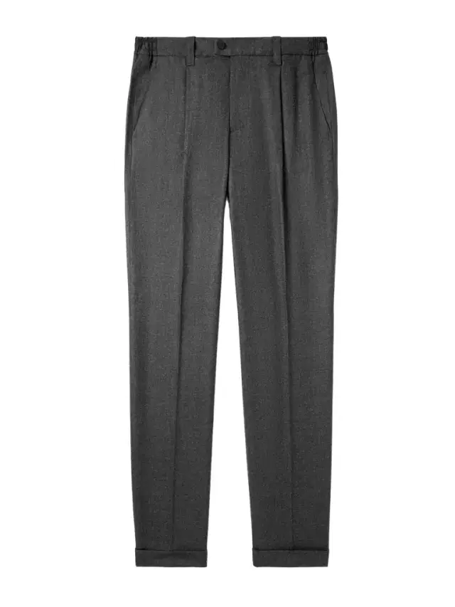 Straight-Leg Pleated Wool-Blend Flannel Trousers - Men