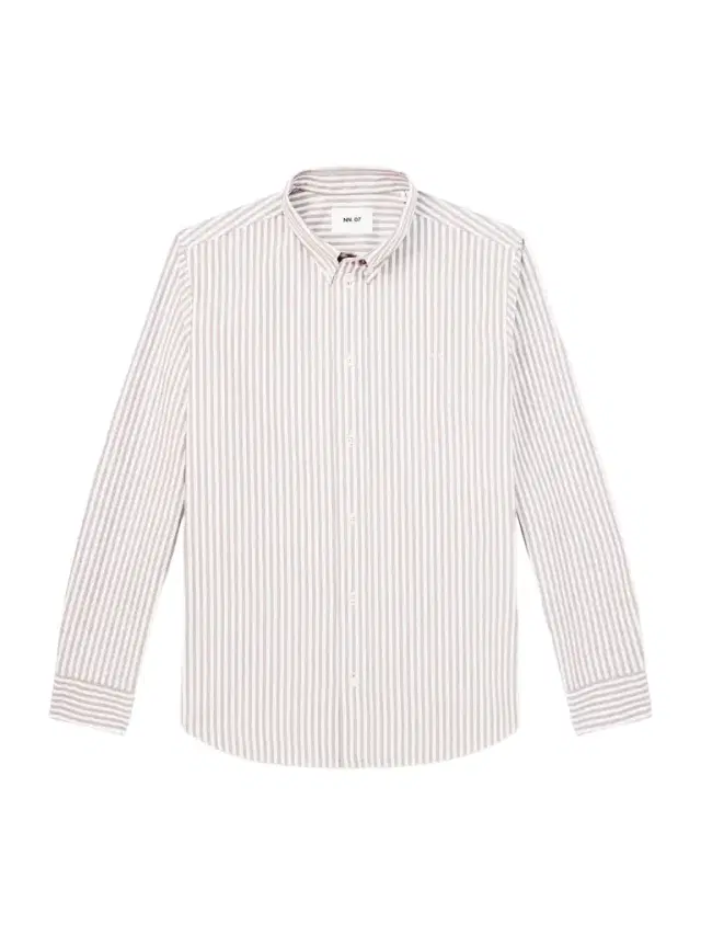 Colby 5910 Button-Down Collar Logo-Embroidered Striped Organic Cotton Shirt - Men