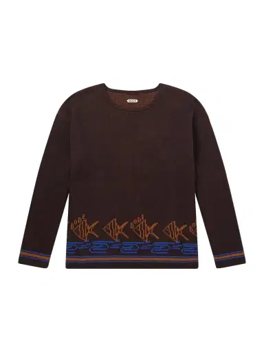 BODE Fish School Intarsia-Knit Cotton Sweater - Men | Thumbnail 1 BODE Fish School Intarsia-Knit Cotton Sweater - Men | Thumbnail 1