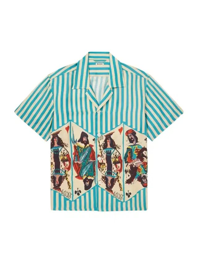 Royals Camp-Collar Striped Printed Silk Shirt - Men
