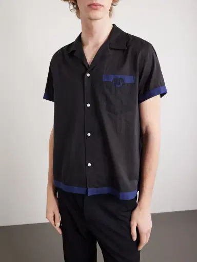 BODE Heart Deco Appliquéd Two-Tone Cotton Shirt - Men | Thumbnail 3