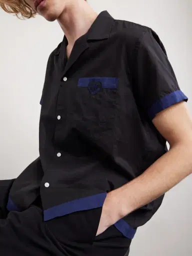 BODE Heart Deco Appliquéd Two-Tone Cotton Shirt - Men | Thumbnail 5