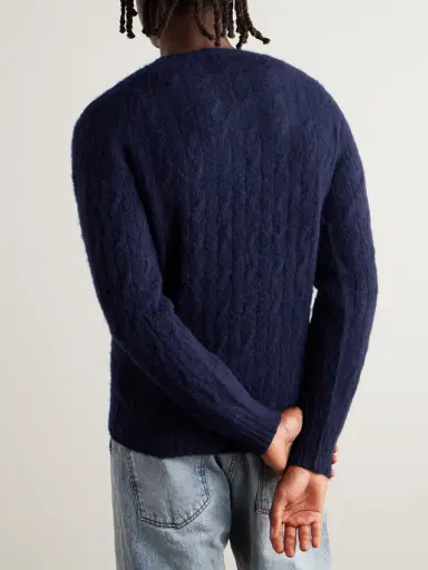 Drake's Cable-Knit Brushed Shetland Wool Sweater - Men | Thumbnail 4 Drake's Cable-Knit Brushed Shetland Wool Sweater - Men | Thumbnail 4