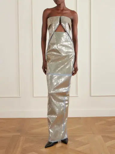 Rick Owens Strapless Cutout Sequined Denim Gown | Thumbnail 2 Rick Owens Strapless Cutout Sequined Denim Gown | Thumbnail 2