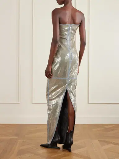 Rick Owens Strapless Cutout Sequined Denim Gown | Thumbnail 3 Rick Owens Strapless Cutout Sequined Denim Gown | Thumbnail 3