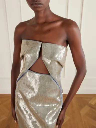 Rick Owens Strapless Cutout Sequined Denim Gown | Thumbnail 4 Rick Owens Strapless Cutout Sequined Denim Gown | Thumbnail 4
