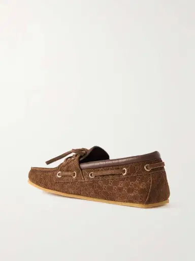 Gucci Embellished Logo-embossed Suede Boat Shoes | Thumbnail 3