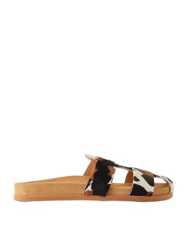 Ancient Greek Sandals Skafi Cow-print Calf Hair Sandals | Thumbnail 1 Ancient Greek Sandals Skafi Cow-print Calf Hair Sandals | Thumbnail 1