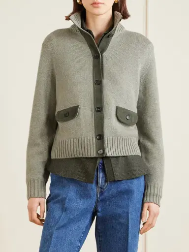 Loro Piana Parksville Suede-trimmed Cashmere Cardigan | Thumbnail 3 Loro Piana Parksville Suede-trimmed Cashmere Cardigan | Thumbnail 3