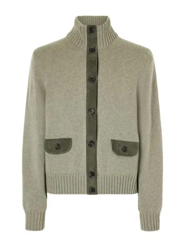 Loro Piana Parksville Suede-trimmed Cashmere Cardigan