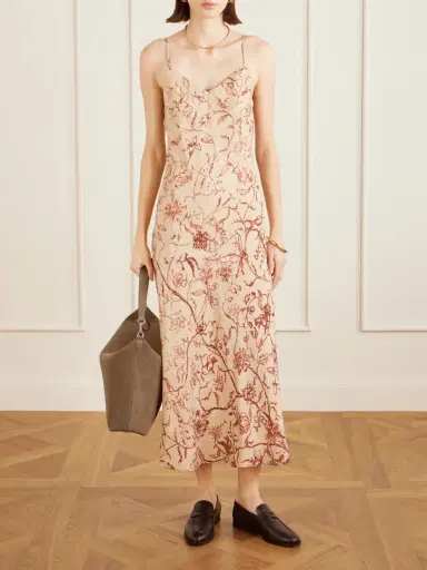 Loro Piana Floral Silk-jacquard Midi Dress | Thumbnail 2 Loro Piana Floral Silk-jacquard Midi Dress | Thumbnail 2
