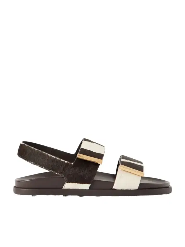 Zebra-print Pony Hair Slingback Sandals