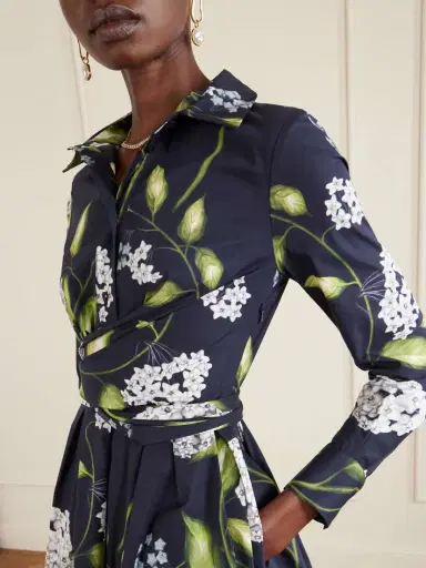 Oscar de la Renta Wrap-effect Floral-print Cotton-blend Poplin Shirt Dress | Thumbnail 4 Oscar de la Renta Wrap-effect Floral-print Cotton-blend Poplin Shirt Dress | Thumbnail 4