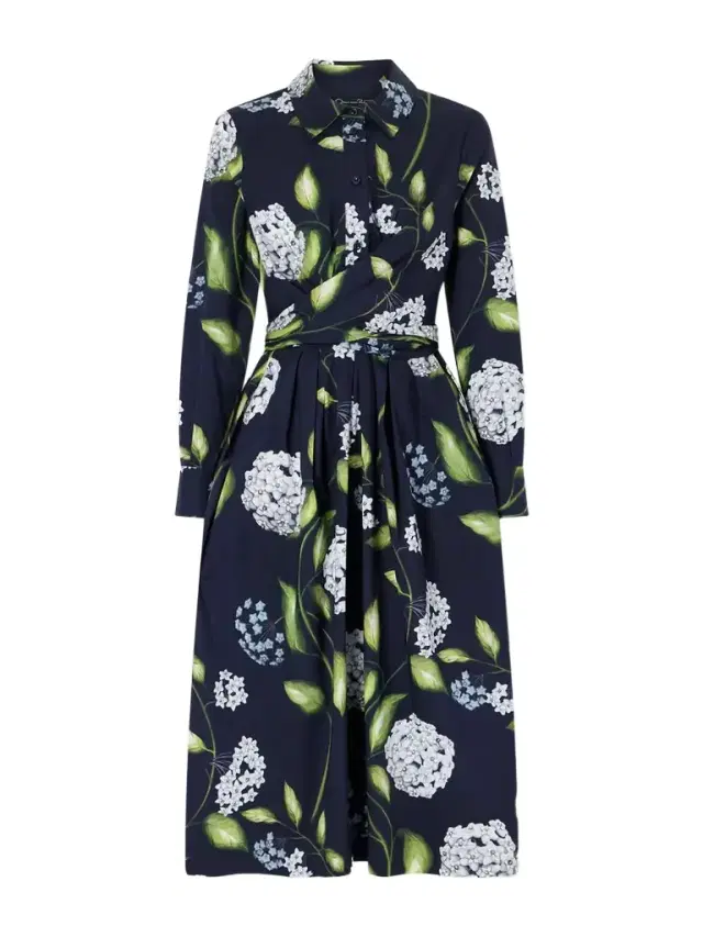 Wrap-effect Floral-print Cotton-blend Poplin Shirt Dress