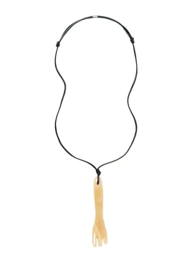 Gua Sha Fork Aragonite Cord Necklace