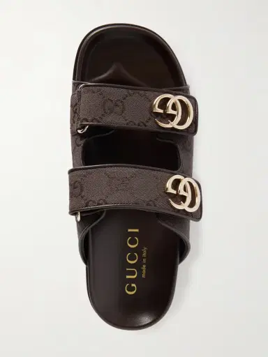 Gucci Embellished Printed Canvas-jacquard Sandals | Thumbnail 5