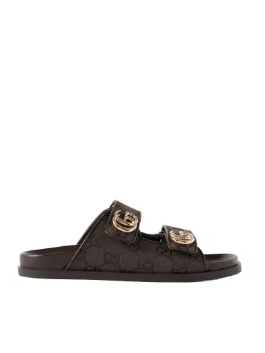 Gucci Embellished Printed Canvas-jacquard Sandals | Thumbnail 1