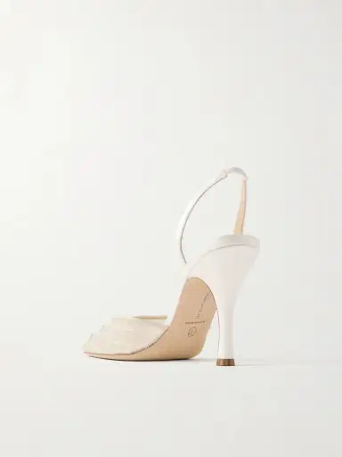 Danielle Frankel Archer Embellished Satin-trimmed Mesh Slingback Pumps | Thumbnail 3 Danielle Frankel Archer Embellished Satin-trimmed Mesh Slingback Pumps | Thumbnail 3