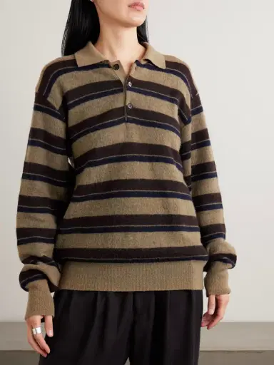 ssstein Striped Brushed Knitted Polo Sweater | Thumbnail 3 ssstein Striped Brushed Knitted Polo Sweater | Thumbnail 3
