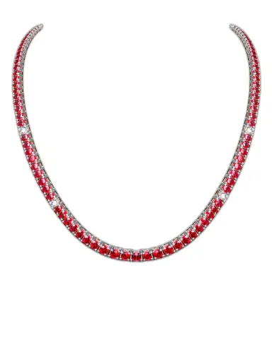 Wish Fine Jewelry 16.20ct Diamond Ruby 14K Gold Tennis Necklace | Thumbnail 1 Wish Fine Jewelry 16.20ct Diamond Ruby 14K Gold Tennis Necklace | Thumbnail 1