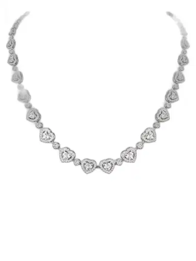 Wish Fine Jewelry 4.28ct Diamond 18K Gold Heart Illusion Tennis Necklace | Thumbnail 1