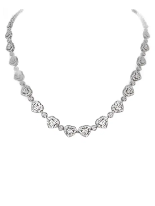 4.28ct Diamond 18K Gold Heart Illusion Tennis Necklace