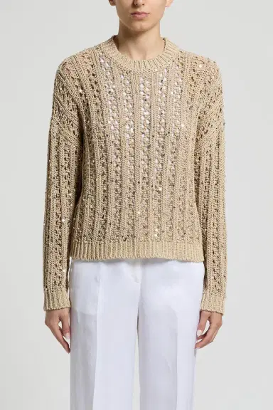 PESERICO Round Neck Sequin Sweater | Thumbnail 2