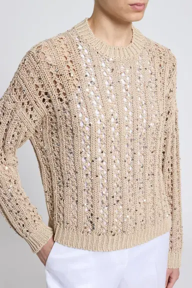 PESERICO Round Neck Sequin Sweater | Thumbnail 3